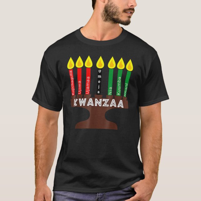 Kwanzaa Kinara Mishumaa With 7 Principles T-Shirt (Front)