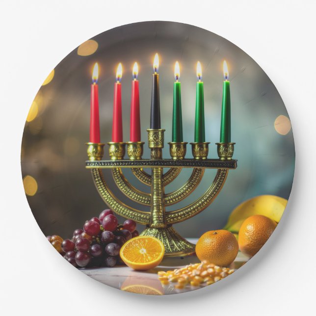 KWANZAA - KINARA -  PAPER PLATES (Front)