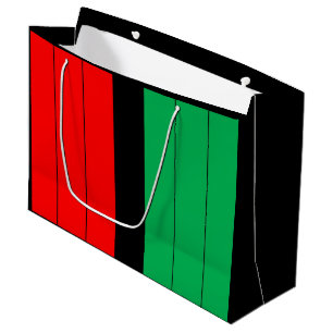 Kwanzaa Kinara Red Black Green Stripes Pattern Large Gift Bag