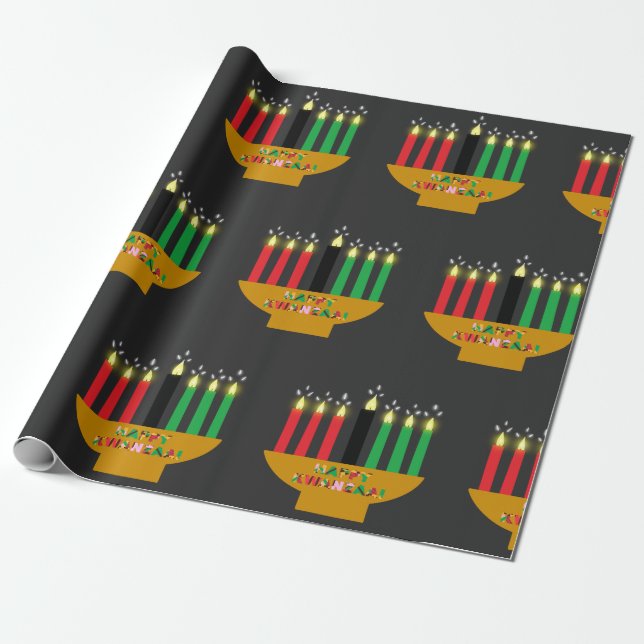Kwanzaa Kinara Religious Wrapping Paper (Unrolled)