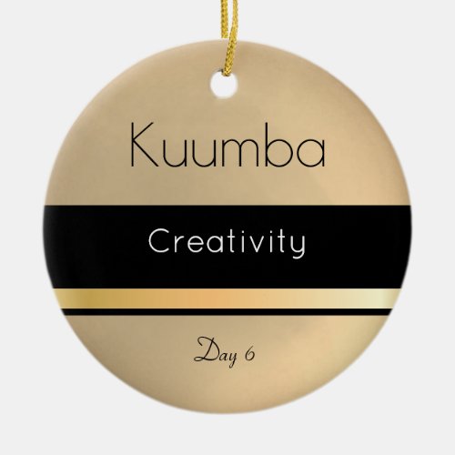 Kwanzaa Kuumba Gold Black White Day 6 Ceramic Ornament