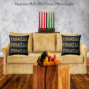 Kwanzaa- Multi (Blk) Throw Pillow