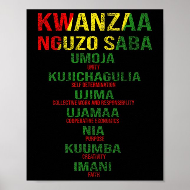 Kwanzaa - Nguzo Saba The Seven Principles Distress Poster (Front)