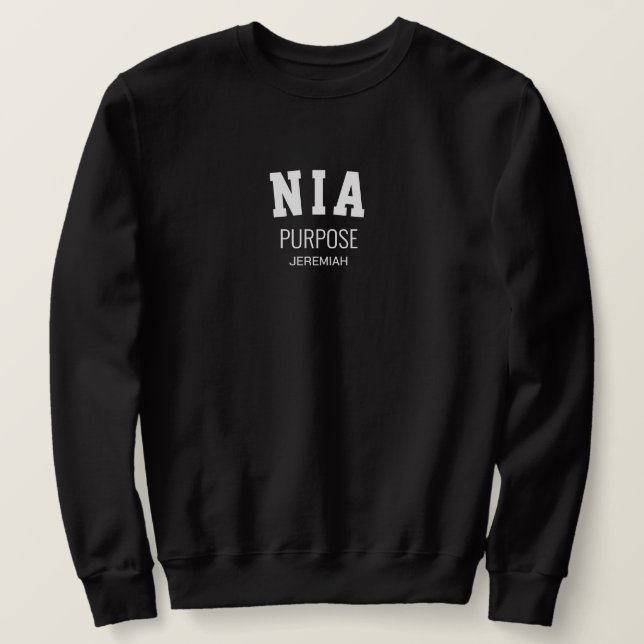 Kwanzaa NIA Purpose Personalized Sweatshirt (Design Front)