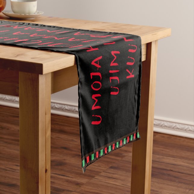 Kwanzaa Principles Black Red | Table Runner (In Situ)
