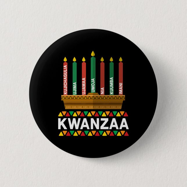Kwanzaa Principles Kwanzaa Candles Kinara Pan Afri Button (Front)