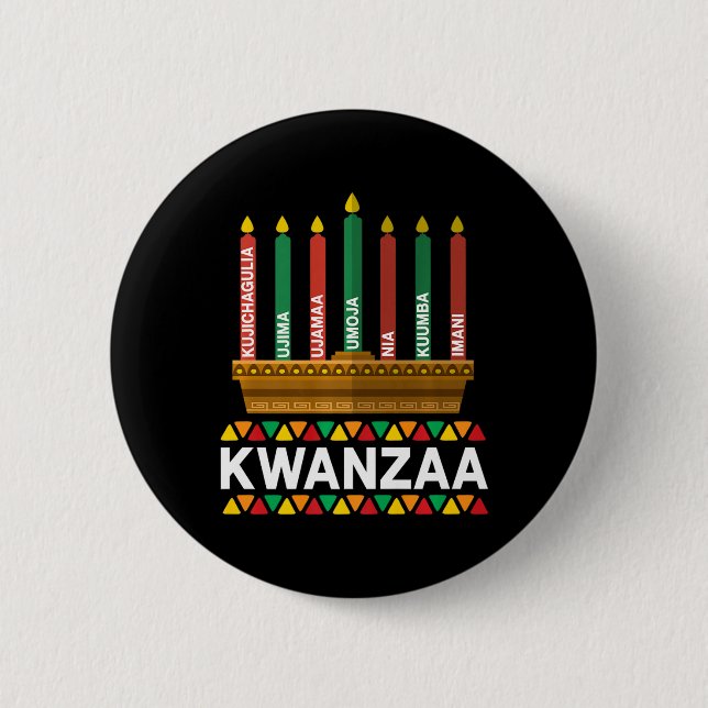 Kwanzaa Principles Kwanzaa Candles Kinara Pan Afri Button (Front)