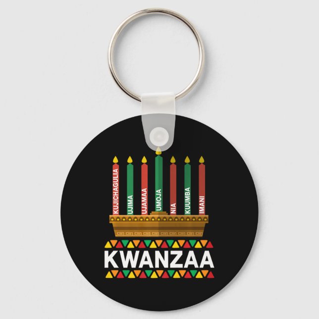 Kwanzaa Principles Kwanzaa Candles Kinara Pan Afri Keychain (Front)
