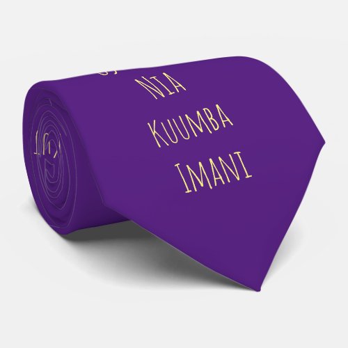 Kwanzaa Principles Purple Yellow Holiday Neck Tie