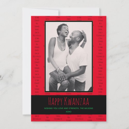 Kwanzaa Principles Red Black Green Photo Holiday Card