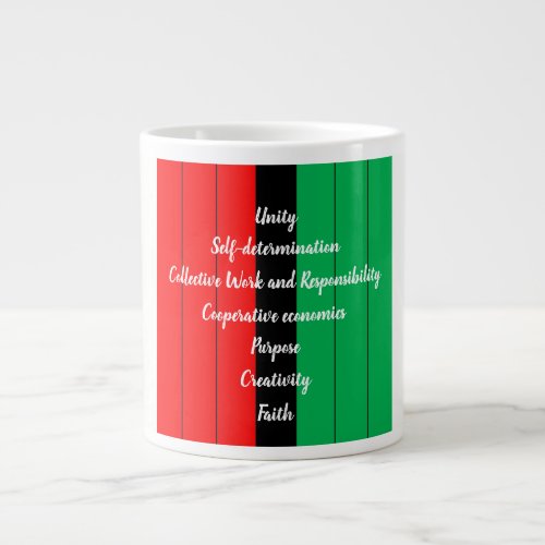 Kwanzaa Principles Red Black Green Stripes Pattern Large Coffee Mug