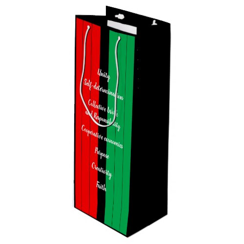 Kwanzaa Principles Red Black Green Stripes Pattern Wine Gift Bag