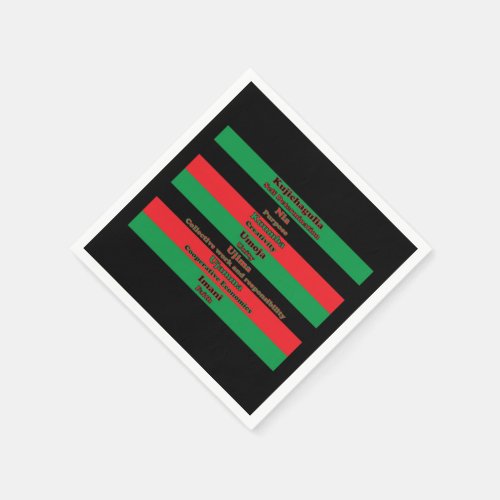 Kwanzaa Principles Red Green Black Stripes Napkins