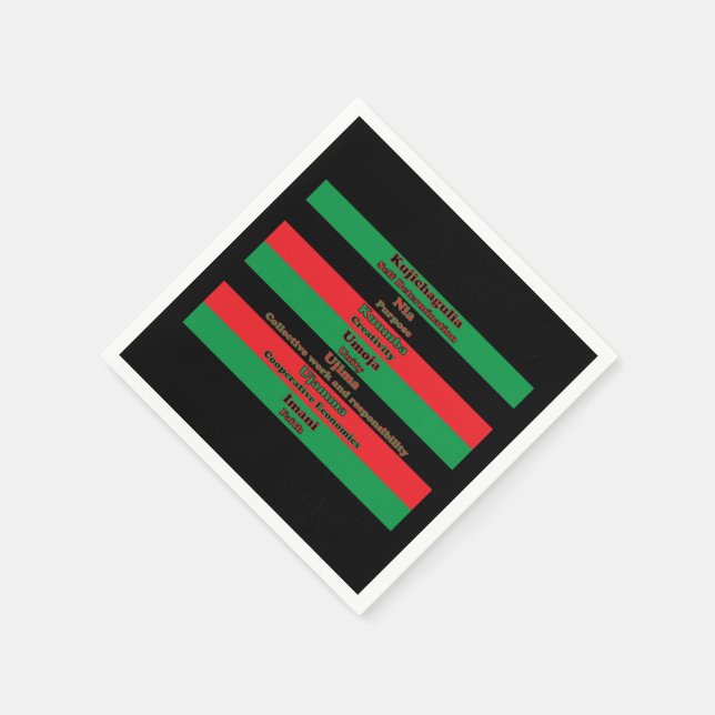 Kwanzaa Principles Red Green Black Stripes Napkins (Corner)
