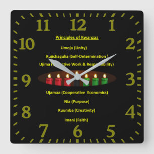 Kwanzaa Principles Square Wall Clock