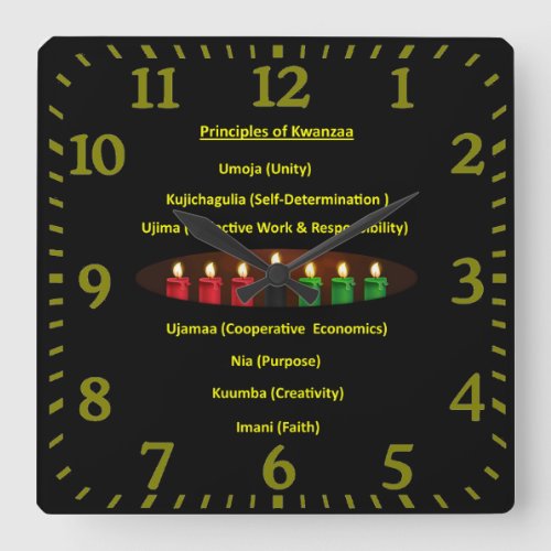 Kwanzaa Principles  Square Wall Clock