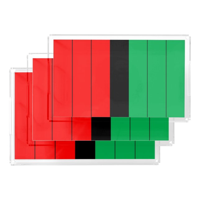 Kwanzaa Red Black Green Kinara Striped Pattern Acrylic Tray (Set)