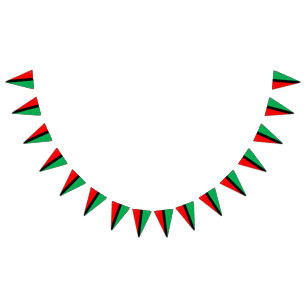 Kwanzaa Red Black Green Kinara Striped Pattern Bunting Flags