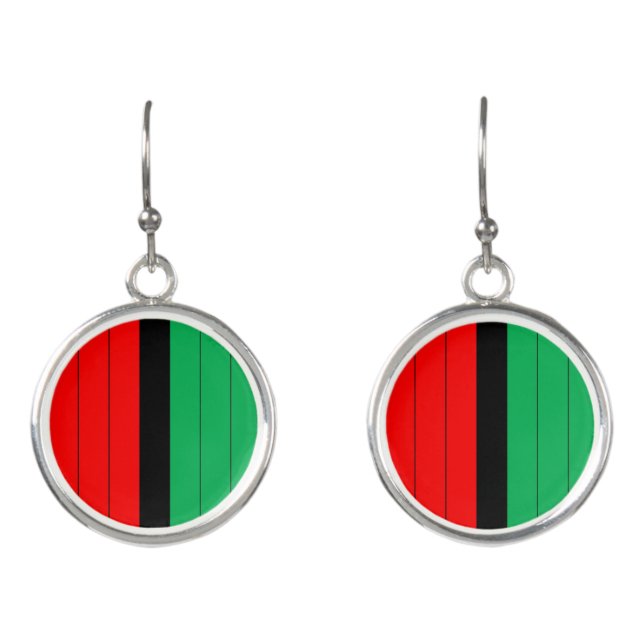 Kwanzaa Red Black Green Kinara Striped Pattern Earrings (Front)