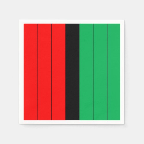 Kwanzaa Red Black Green Kinara Striped Pattern Napkins