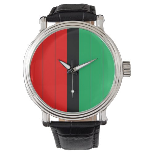 Kwanzaa Red Black Green Kinara Striped Pattern Watch