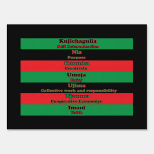 Kwanzaa Red Black Green Seven Principles Sign