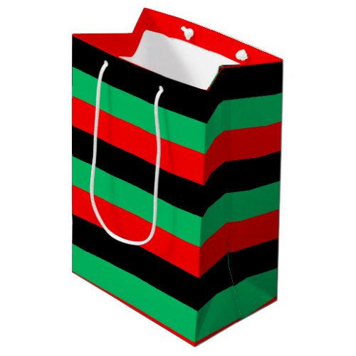 Kwanzaa Red Black Green Stripes Medium Gift Bag
