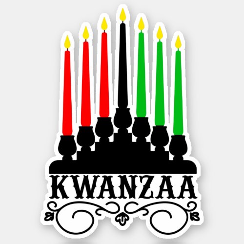Kwanzaa Seven Candles  Kiss Cut  Sticker