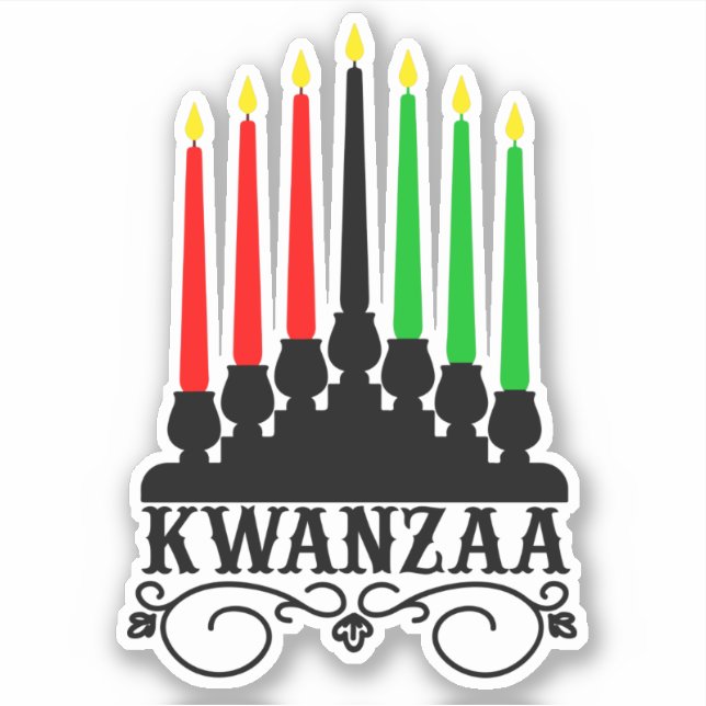 Kwanzaa Seven Candles  Kiss Cut  Sticker (Front)
