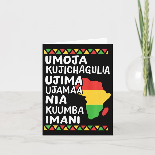 Kwanzaa Seven Principles African Map Black Pride M Card (Front)