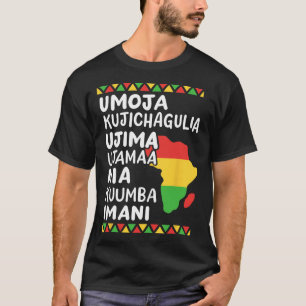 Kwanzaa Seven Principles African Map Black Pride M T-Shirt