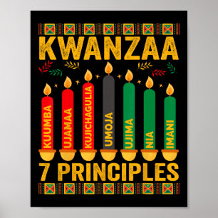Kwanzaa Seven Principles Candles Men Women Kwanzaa Poster