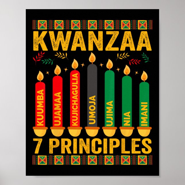 Kwanzaa Seven Principles Candles Men Women Kwanzaa Poster (Front)