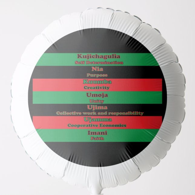 Kwanzaa Seven Principles Green Red Black Balloon (Front)
