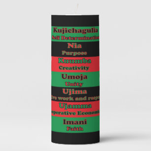 Kwanzaa Seven Principles Red Black Green Pillar Candle