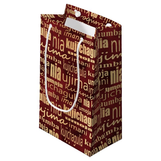 Kwanzaa Seven Principles(Red/Gold)    Small Gift Bag (Front Angled)