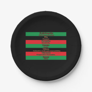 Kwanzaa Seven Principles Red Green Black Paper Plates