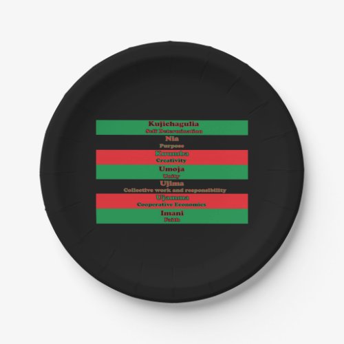 Kwanzaa Seven Principles Red Green Black Paper Plates