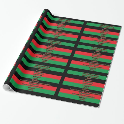 Kwanzaa Seven Principles Red Green Black Wrapping Paper