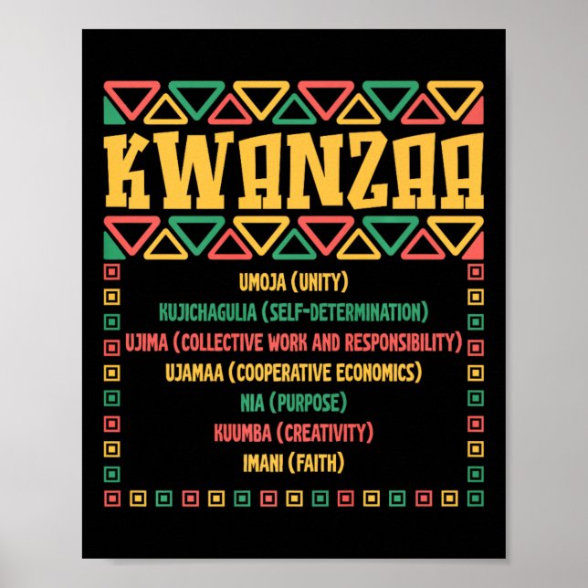 Kwanzaa Seven Principles Umoja Faith Graphic  Poster (Front)
