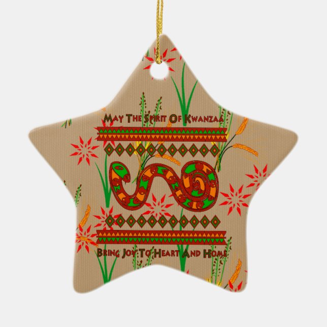 Kwanzaa Snake Ceramic Ornament (Front)