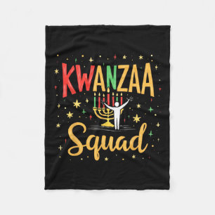 Kwanzaa Squad Family Afro-american Happy Holidays Fleece Blanket
