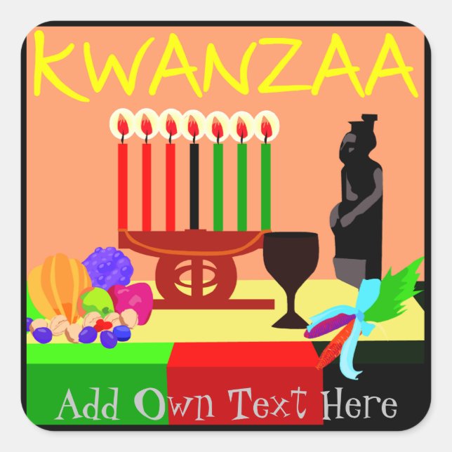 Kwanzaa Stickers Symbols Favors Gifts Personalized (Front)