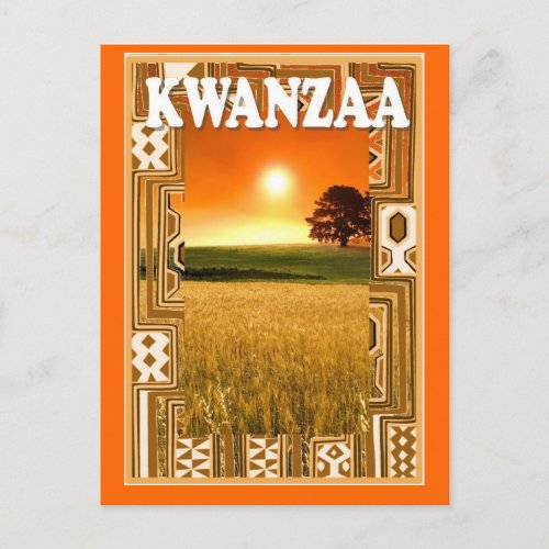 Kwanzaa _ sunset and cornfields postcard