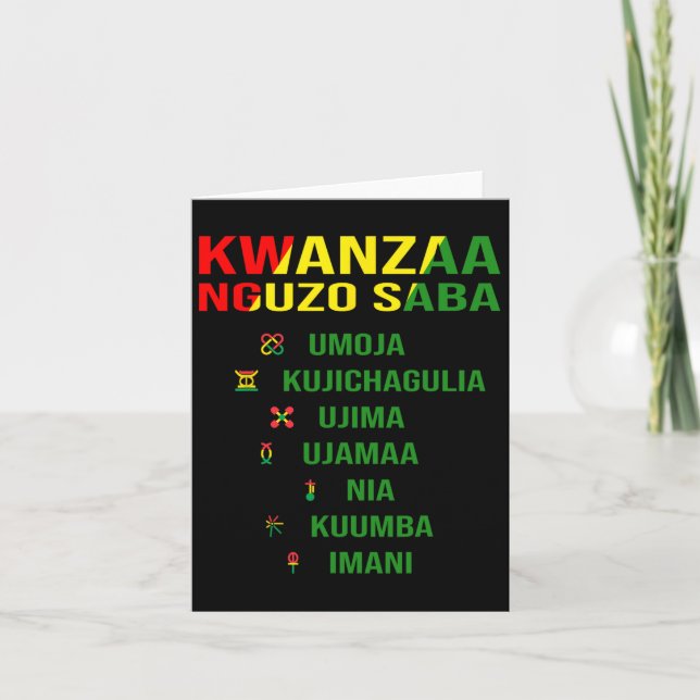 Kwanzaa - Swahili For The Seven Principles  Card (Front)