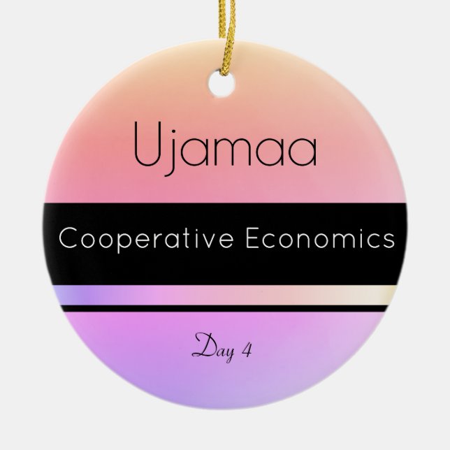 Kwanzaa Ujamaa Purple Orange Black Day 4 Ceramic Ornament (Front)