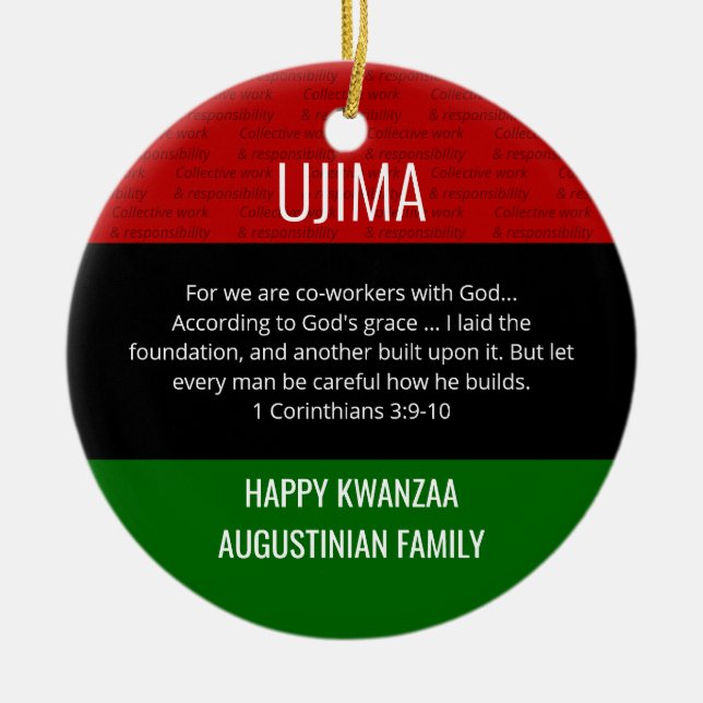 Kwanzaa UJIMA Ceramic Ornament (Front)