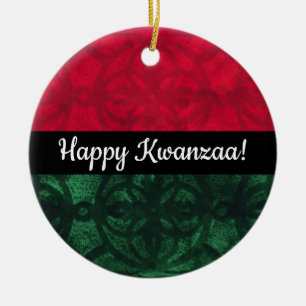 Kwanzaa Watercolor Batik Ceramic Ornament