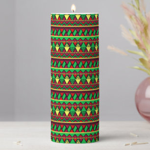 Kwanzaa Yellow Red Black Green Tall Pillar Candle