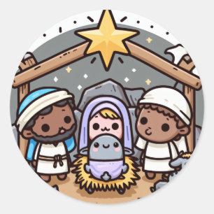 Kwazii Nativity scene Classic Round Sticker